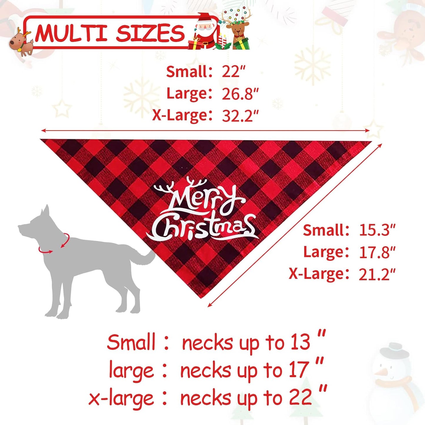 2 Pack Dog Bandana Christmas Classic Buffalo Plaid Pets Scarf Triangle Bibs Kerchief Set Pet Costume Accessories Decoration for Small Medium Large Dogs Cats Pets (Large)