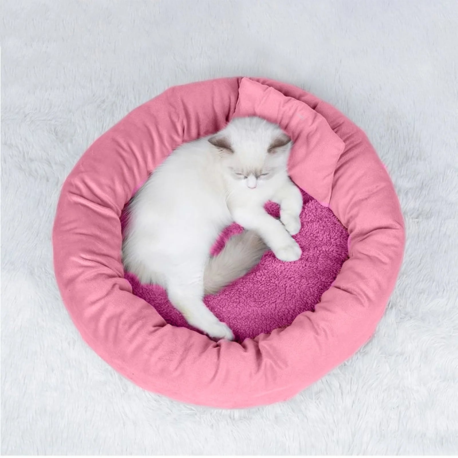 Calming Dog Beds with Pillow for Small Medium Dogs and Cats, Harley round Dog Cuddler Cozy Bed, Washable Fluffy Plush Pet Bed Thickened Dog Kennel Mat for Puppy Sleeping